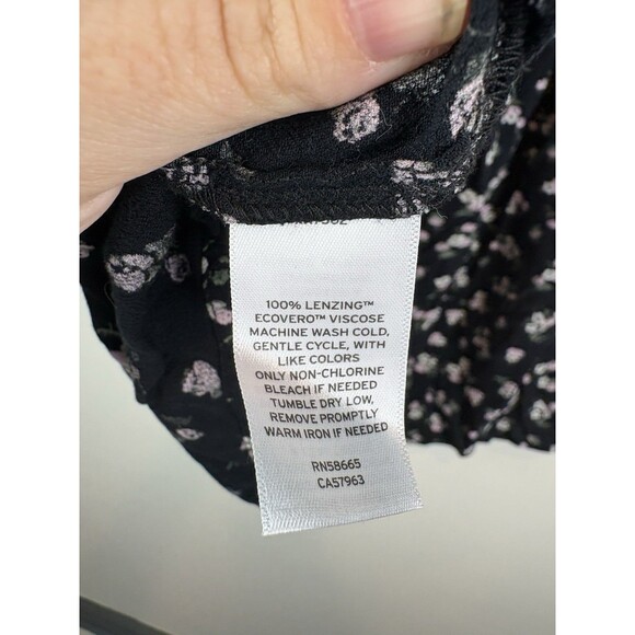 Coquette Milkmaid Dress Cottagcore Whimsigoth Puff Sleeve Black Floral Med, BP. - Picture 7 of 7